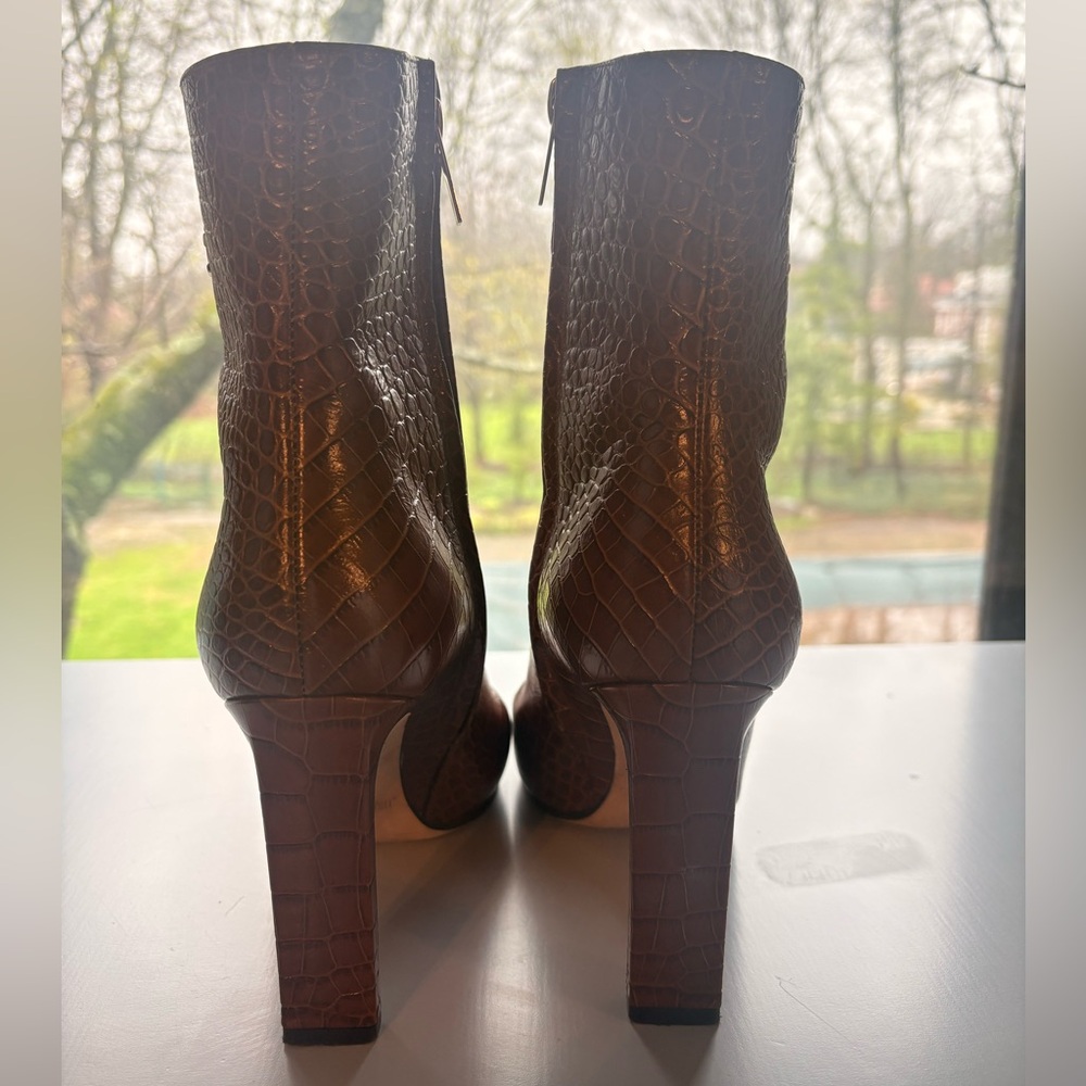 Jimmy Choo Camel Croc-Embossed High Heel Ankle Boots - Picture 4 of 9